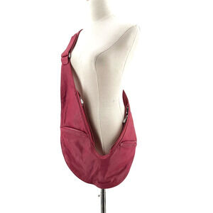 Sash Leather Crossbody Sling Bag Purse Pink Utility Travel Zip Pocket Organizer